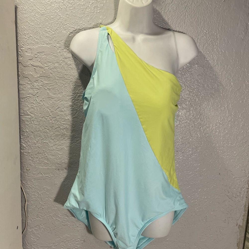 Lands' End Aqua and Yellow Swimsuit